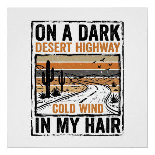 Vintage-Wüsten-Highway-Wind-Grafik-T-Shirt-Design Poster