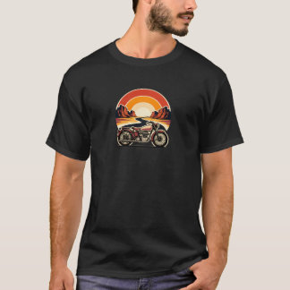 Vintage-Wüsten-Sonnenuntergangs-Motorrad-T-Shirt T-Shirt