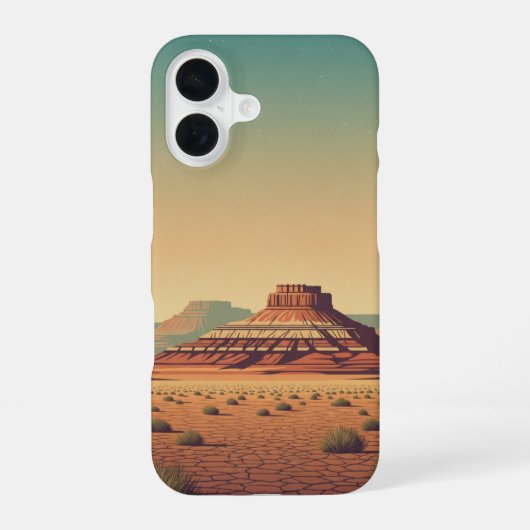 Vintage-Wüstenplateau iPhone 16 Hülle (Rückseite)