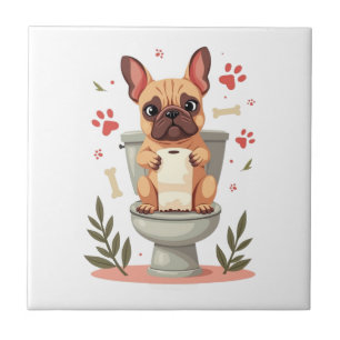 Vintage wütender französischer Bulldogge mit Toile Fliese