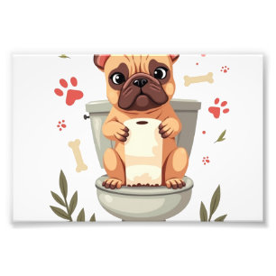 Vintage wütender französischer Bulldogge mit Toile Fotodruck