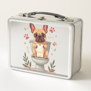 Vintage wütender französischer Bulldogge mit Toile Metall Brotdose
