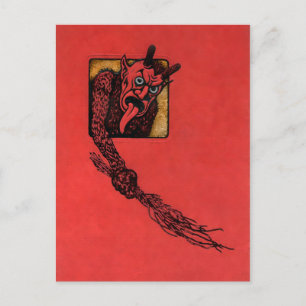 Vintage wütender Krampus Postkarte