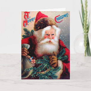 Vintage wütender Weihnachtsmann-Feiertagskarte Feiertagskarte