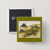 Vintage WW2 Bazooka Soldier and Tank Button (Vorne & Hinten)