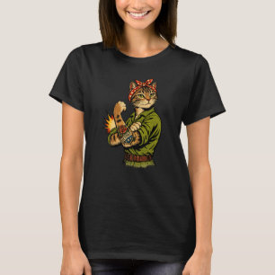 Vintage WW2 Landmädchen Pop Art Katze Retro T-Shirt