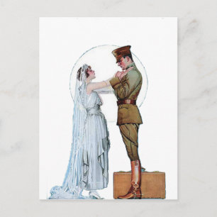Vintage WWI Army Bride Postkarte