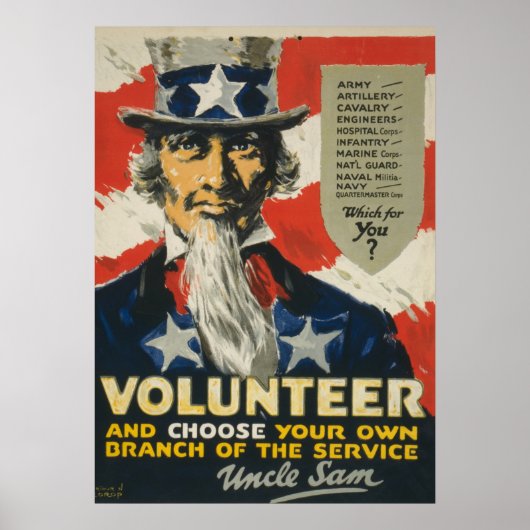 Vintage-WWI-Freiwilliger - Onkel Sam Poster (Vorne)