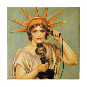 Vintage-WWI-Hallo, hier spricht Liberty-Plakat Fliese