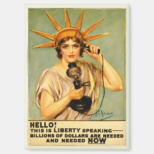 Vintage-WWI-Hallo, hier spricht Liberty-Plakat Magnet