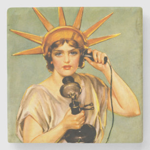 Vintage-WWI-Hallo, hier spricht Liberty-Plakat Steinuntersetzer