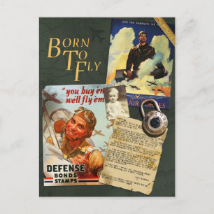Vintage WWII Flyboy Scrapbook Postcard Postkarte