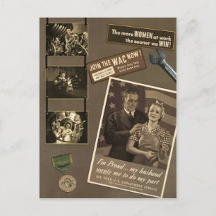 Vintage "WWII Frau" Scrapbook Postkarte