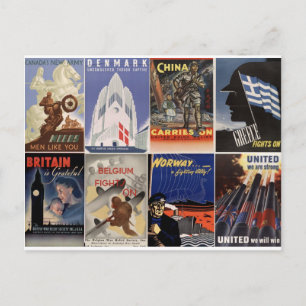 Vintage-WWII-Plakate: vereint sind wir stark Postkarte