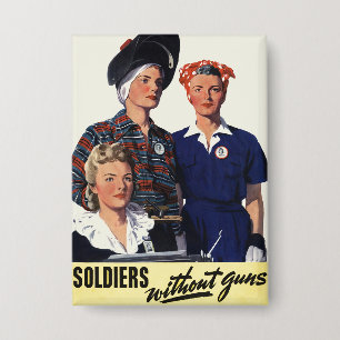 Vintage-WWII-Soldaten ohne Waffen Feministische Ku Button