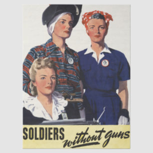 Vintage-WWII-Soldaten ohne Waffen Feministische Ku Seidenpapier