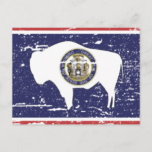 Vintage WYOMING Flagge Postkarte