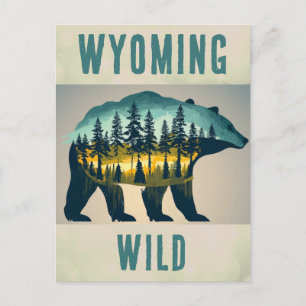 Vintage Wyoming-Wildbär-Reise Postkarte
