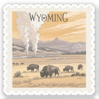 Vintage Wyoming Yellowstone Bison Geysir Aufkleber