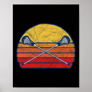 Vintage X gekreuzte Lacrosse-Schläger 80er Sonnenu Poster