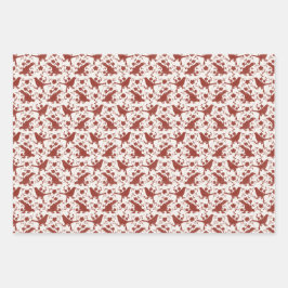 Vintage Xmas Songbirds and Linen Florals (Multi) Geschenkpapier Set