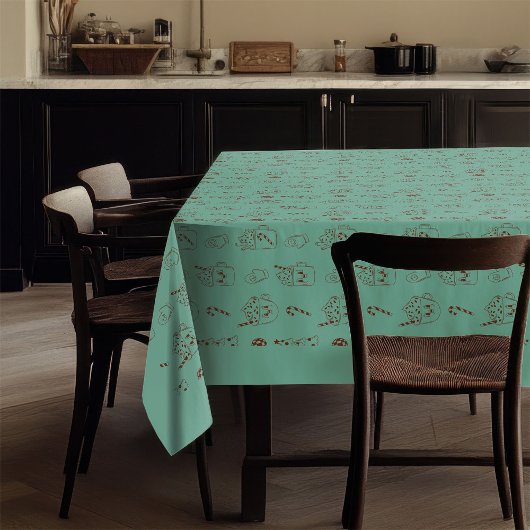 Vintage Xmas Tablecloth Retro Pastel Cozy Charm Tischdecke