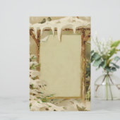 Vintage Xmas-Yard-Szene Briefpapier (Stehend Vorderseite)
