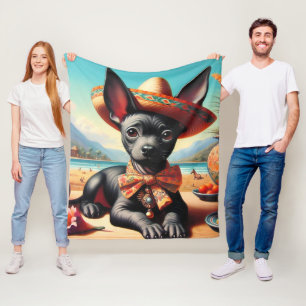 Vintage Xoloitzcuintle Fleecedecke