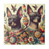 Vintage Xoloitzcuintle Illustration Fliese (Vorderseite)