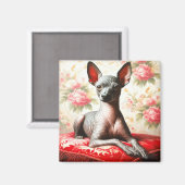 Vintage Xoloitzcuintle Illustration Magnet (Vorderseite/Rückseite)