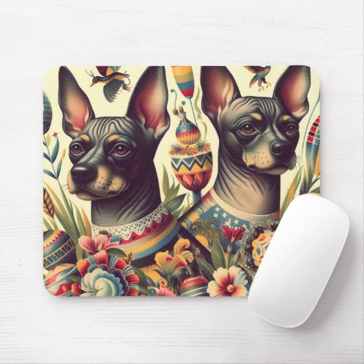 Vintage Xoloitzcuintle Illustration Mousepad (Mit Mouse)