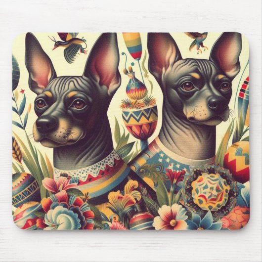 Vintage Xoloitzcuintle Illustration Mousepad (Vorne)