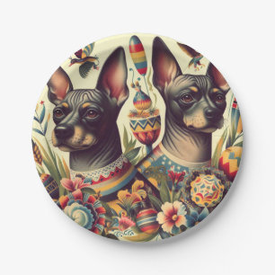Vintage Xoloitzcuintle Illustration Pappteller