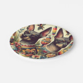 Vintage Xoloitzcuintle Illustration Pappteller (Schrägansicht)