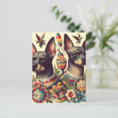 Vintage Xoloitzcuintle Illustration Postkarte (Stehend Vorderseite)