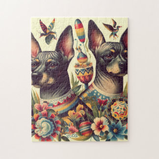 Vintage Xoloitzcuintle Illustration Puzzle