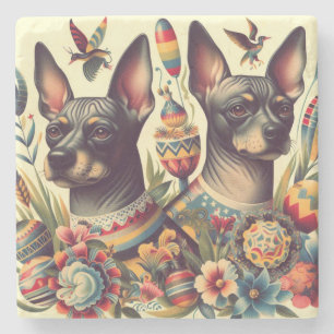 Vintage Xoloitzcuintle Illustration Steinuntersetzer