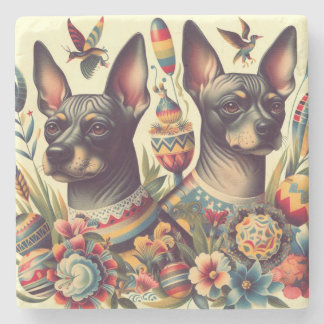 Vintage Xoloitzcuintle Illustration Steinuntersetzer