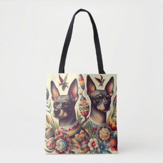 Vintage Xoloitzcuintle Illustration Tasche