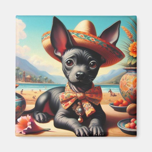 Vintage Xoloitzcuintle Magnet (Vorne)