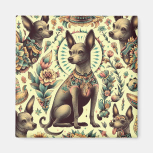 Vintage-Xoloitzcuintle nahtlos Magnet