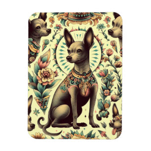 Vintage Xoloitzcuintle Nahtlos Magnet