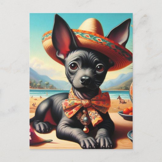 Vintage Xoloitzcuintle Postkarte (Vorderseite)