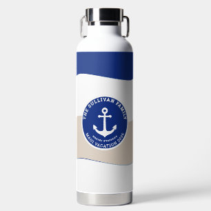 Vintage-Yachtclub Navy-Nautik-Anker-Familie Trinkflasche