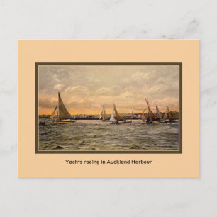 Vintage-Yachten beim Rennen im Hafen von Auckland Postkarte