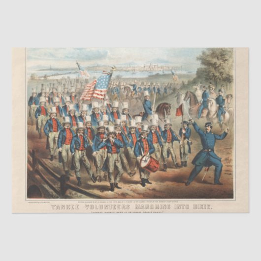 Vintage Yankee Volunteers Marching Dixie Decoupage Seidenpapier (Vorderseite)