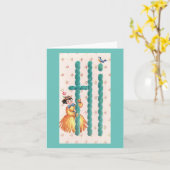 Vintage Yarn-Puppenkarte Karte (Gelbe Blume)