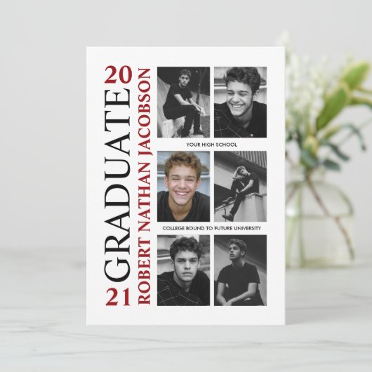 Vintage Yearbook Grad Foto Grad Einladungskarte (Stehend Vorderseite)