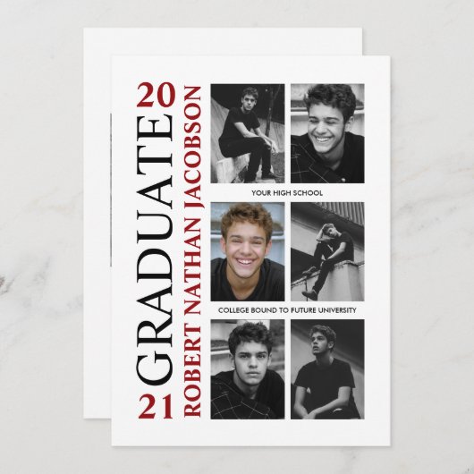 Vintage Yearbook Grad Foto Grad Einladungskarte (Vorne/Hinten)