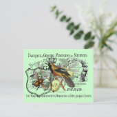 Vintage Yellow Bird and Bee Collage Postkarte (Stehend Vorderseite)